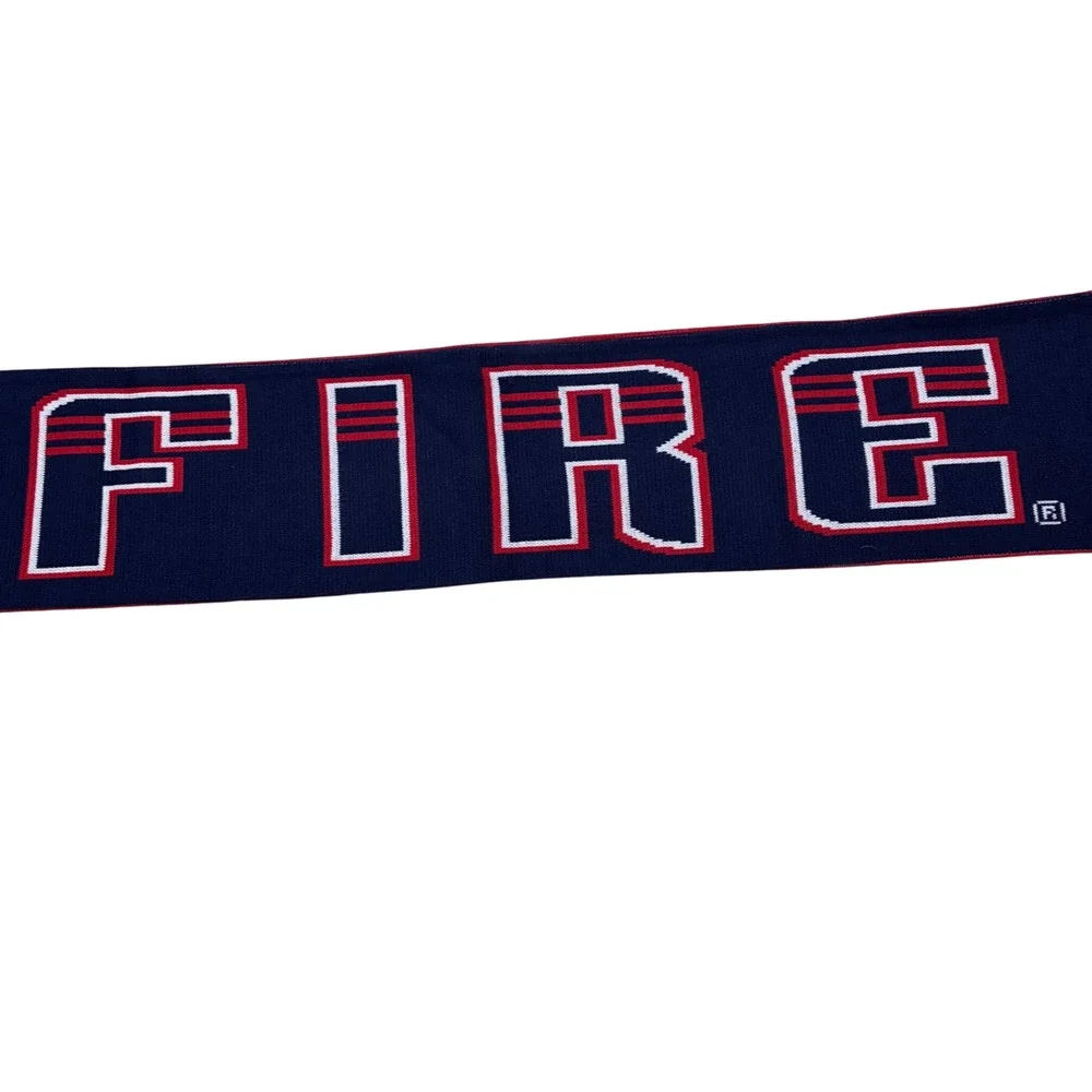 NEW Adidas Chicago Fire MLS Soccer Scarf Navy Blue Red White Fringe